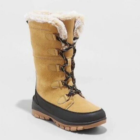 Women's Carla Winter Boots - Universal Thread Tan 11W WIDE - Picture 1 of 8